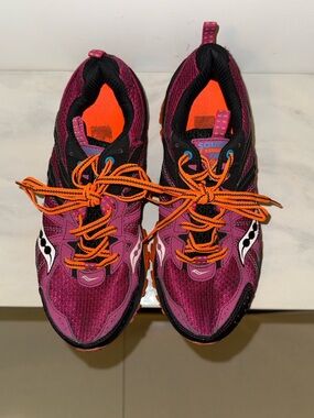 Saucony Pink and Orange Trail Running Sneakers